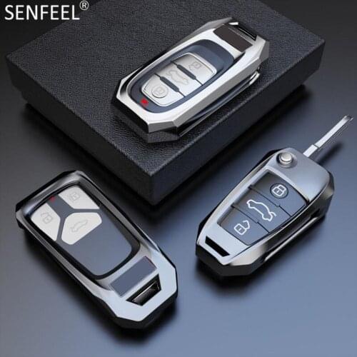 Zinc Alloy Car Key Case Cover For Audi A1 A3 A4 A5 Q7 A6 C5 C6 Car Holder Protective Shell Car-Styling Keychain Accessories