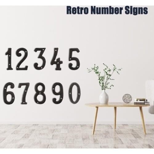 Wrought Iron Digital Decorations Creative DIY House Number Casts Iron Metal Numbers Wall Decor Letters Name Home Decoration