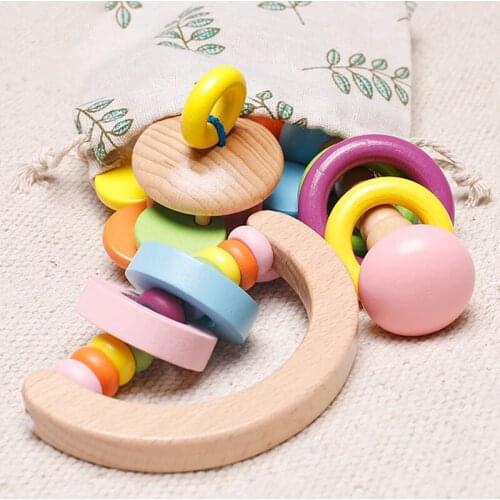 Wooden Rattles Baby Toys Grasp Play Game Teething Infant Toy Early Musical Educational Toy Toddler Rattles Childrens Goods Gift