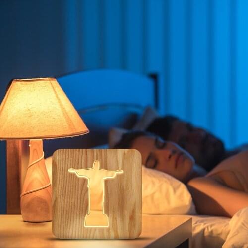 Wooden Christian Cross Led Night Light for Church Decor Gift for Christians Bedroom Table Lamp Cross Jesus Decoration Lamp
