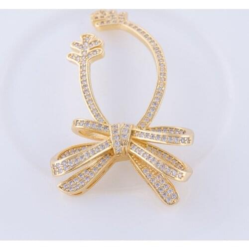 European Fashion DIY Handmade Pearl Jewellery Fittings Shining Zircon Bow Ribbon Decoration Charms For Jewelry Making Components