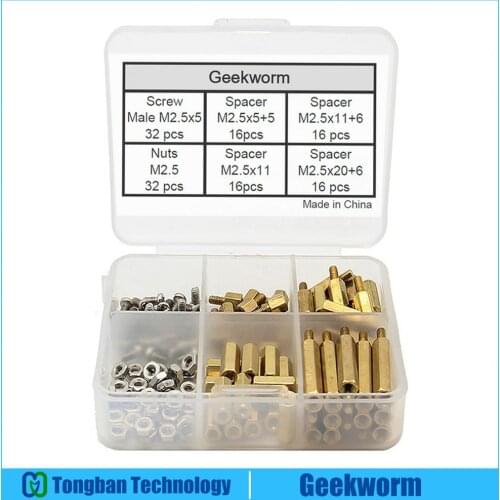 Raspberry Pi 4 Model B/3B+/3B Installation Tool 120Pcs M2.5 Series Hex Brass Spacer/Standoff+Nuts+Screws Accessories Kit