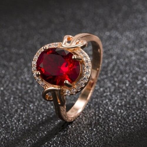 DAIWUJAN Rose Gold Red Crystal Zircon Rings For Women 925 Silver Double Hollow Heart Ruby Finger Ring Wedding Engagement Jewelry