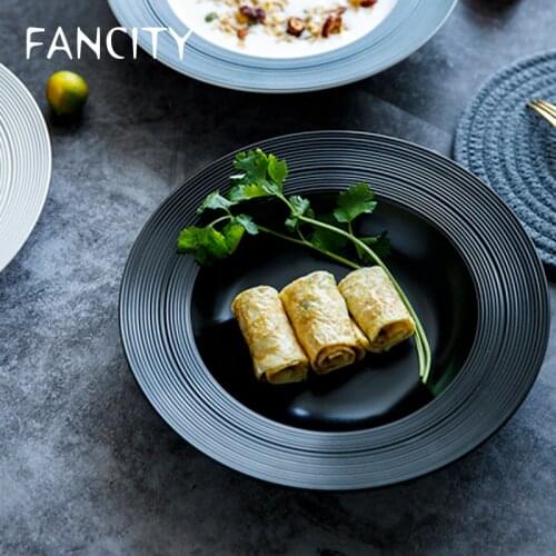 FANCITY European-style creative straw hat plate home brushed pasta plate simple western soup plate solid color restaurant food