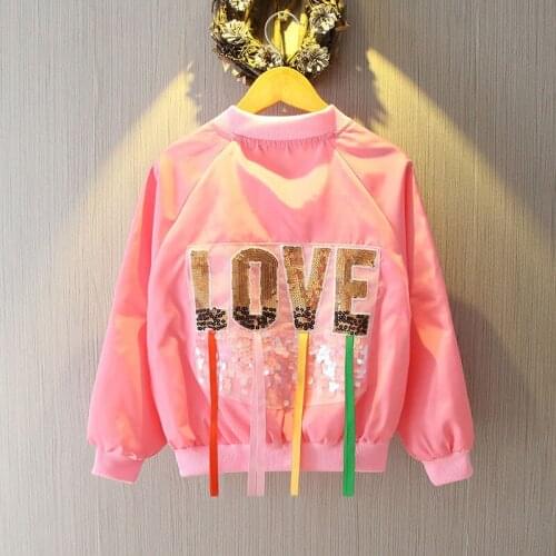 Girls Jacket Spring Autumn Love Fashion Cute Coat Casual Zipper Windbreaker Outerwear Christmas Birthday Kids Clothes 2-10 Years
