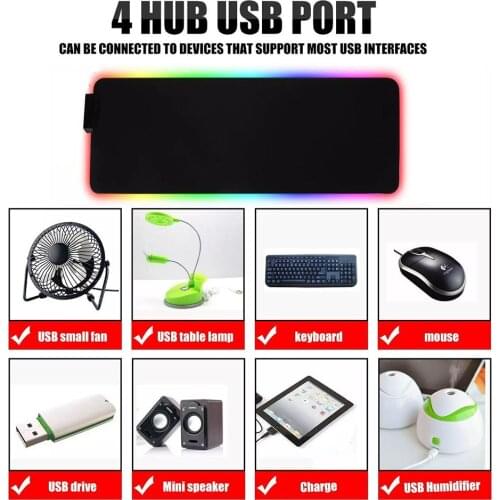 Honeycomb RGB Multi-function Mouse Pad, 4 USB Ports, 14 Kinds of Lighting 3 4mm Ultra-thick, LED Light-emitting Rubber Mouse Pad