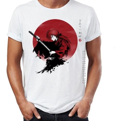 Mens T Shirt Rurouni Kenshin Manga Anime Artsy Awesome Artwork T-shirts Homme Graphic Tops & Tees O-Neck Camiseta