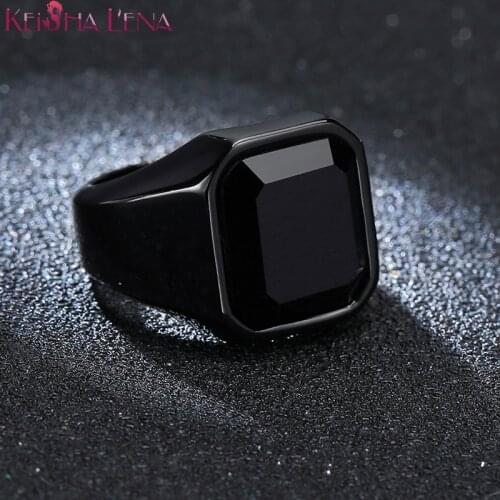 Anel Male Punk Rock Smooth 316L Stainless Steel Cubic Zircon Ring For Men Hip Hop Party Male Anillos Wedding Jewelry Drop Ship