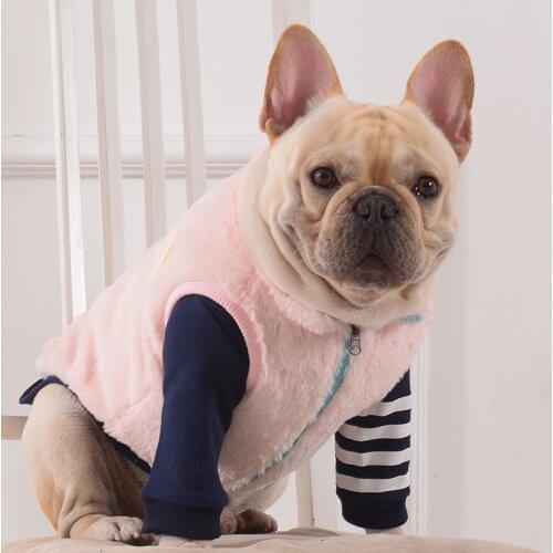 New Rabbit Fur Zipper Pet Dog Jacket Coat Casual Pet Dog Clothing Winter Plush Thickened French Bulldog Clothes Dog Costumes