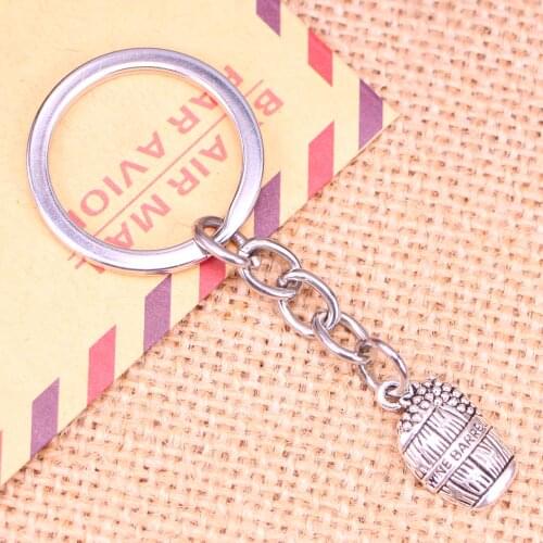20pcs New Fashion Keychain 19x11mm wine barrel cask Pendants DIY Men Jewelry Car Key Chain Ring Holder Souvenir For Gift
