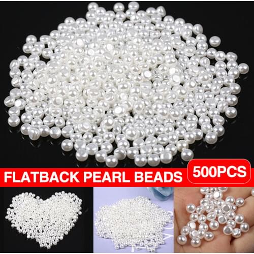 500pcs 6mm Plastic Pearl Beads For DIY Jewelry Handmade Semicircle Flatback Beads Craft Decoration Making Accessories