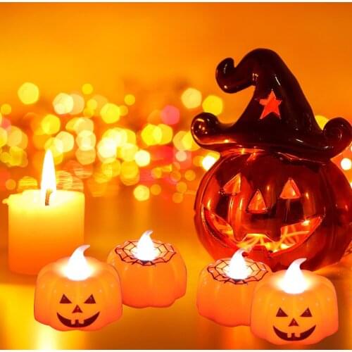 Pumpkin Candle Light Halloween Party Supplie LED Light Lantern Lamp Ornaments Dress Up Props Halloween Decor for Home Bar Garden