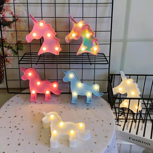 Cartoon Unicorn Night Lights LED Table Lamp For Kids Childrens Bedroom Decoration Baby Birthday Gifts