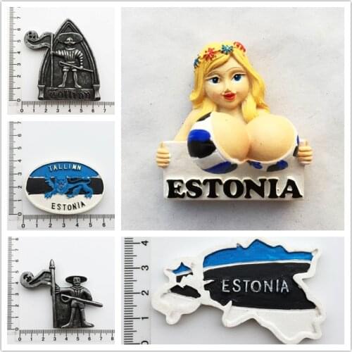 Tallinn Estonia Tourism Fridge Magnet Souvenir Creative Girl Spring 3d Resin Refrigerator Magnets Home Decoration Accessories