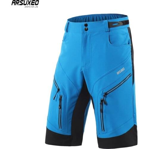 ARSUXEO MTB Cycling Shorts Bike Shorts Men Cycling Underwear Breathable Road Downhill Mountain Multi-Pocket Loose Fit 1903