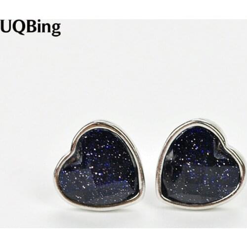 Fashion 925 Sterling Silver Black Heart Stud Earring Jewelry Pendientes Brincos