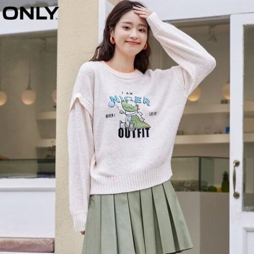 ONLY spring new fake two-piece cartoon long-sleeved sweater sweater women | 120424045