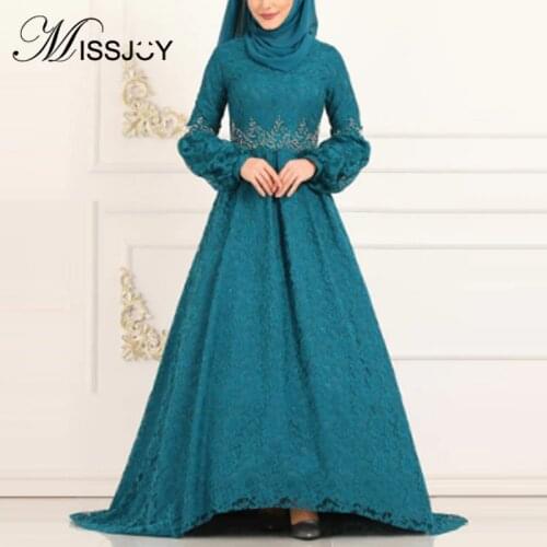 MISSJOY Arabic Abaya Women Party Dresses ladies Muslim Lace Turkish Dubai Kaftan Long Irregular Kimono Islamic Clothing Плать