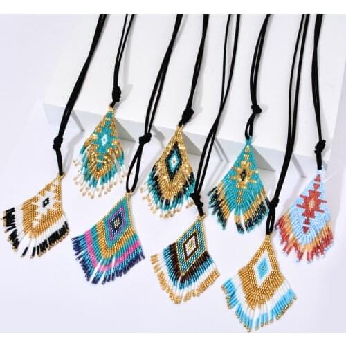 ZMZY Boho Beaded Sweater Miyuki Beads Necklace Tassel Colliers Choker Gifts Women Pendant Necklace Ethnic Jewelry
