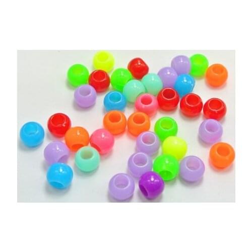 100 Mixed Color Round Beads 10X8mm for Kandi Bracelets Crafts Kids