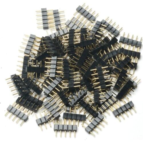 100pcs 4pin 5pin RGB RGBW Needle Connector Adapter Male to Male Type DIY Small Part for 5050 RGBW RGBY LED Strip Lights