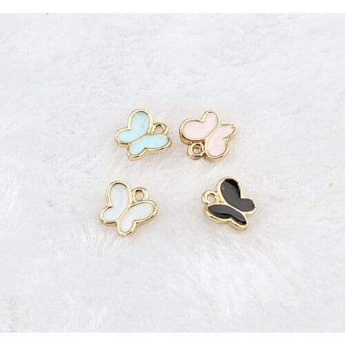 20 PC Little Cute Butterfly Shape Charm DIY Jewelry Bracelet Necklace Pendant Charms Gold Tone Enamel Floating Charm