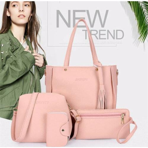 4pcs Women Bags Fashion Leather Handbag Shoulder Bag Tote Purse Messenger Satchel Set /BY