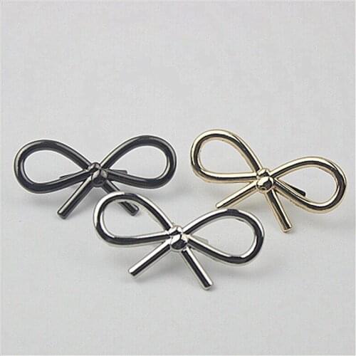 5pcs Metal bow female shoes shoe buckle clothing accessories bow metal decorative buckle DIY craft luggage hardware accessories