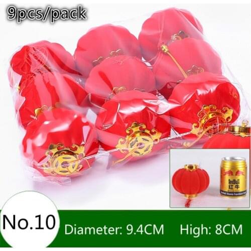 9pcs/pack) Chinese Round flocking small Lantern Birthday Wedding Party decor gift craft DIY hanging lantern ball party supplies