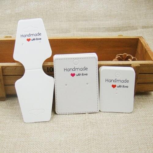 White /kraft handmade with love paper necklace card 200pcs +pendant display card 200pcs+earring packing card 200pcs per lot