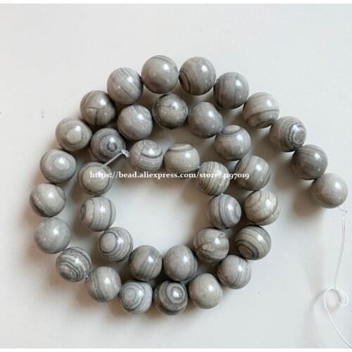 Free Shipping Natural Stripes grey Line Jaspers Stone Round Loose Beads 15" 6 8 10 12MM Pick Size Jewelry Making