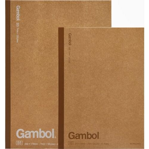 KOKUYO Gambol Student Notebooks Paper Diary Books A5 B5 7mm 24 Lines 40/60/80 Sheets WCN-G5401 Retro Kraft Paper Cover