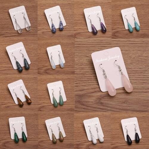 1pair Dangle Long Earrings Natural Stone Opal Tiger Eye Lapis Lazuli Aventurine Drop Earrings For Womens Jewelry Gifts
