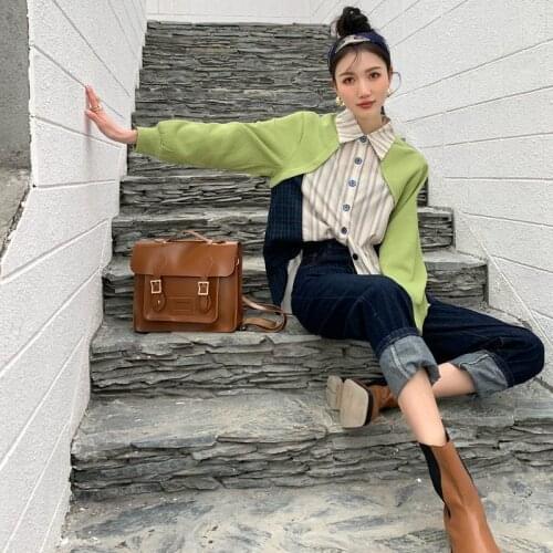 French Retro Fake Two-piece Design Sense Niche Striped Shirt Square Collar Shirt 2021 Spring Dress New Chic Women Tops Blouse
