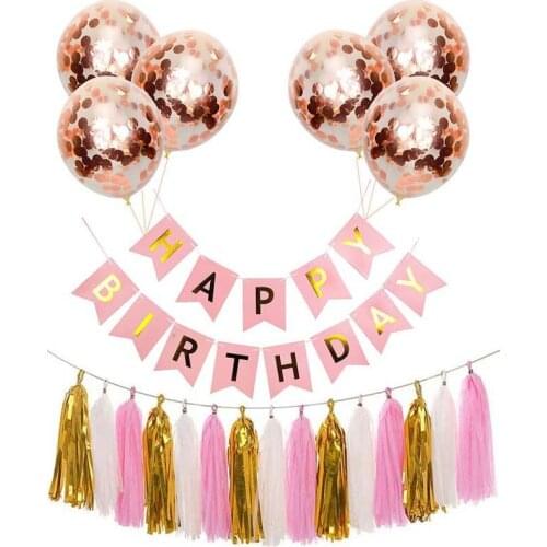 Hot sale fringed sequins latex balloon fish-tail flag pull-out kit layout background wall dressing up coloured flag Balloon Kit