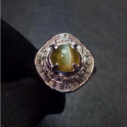 Fine Jewelry Real Platinum Pt900 100% Natural Chrysoberyl Cats Eye 2.45ct Gemstones Female Wedding Rings for women Fine Ring