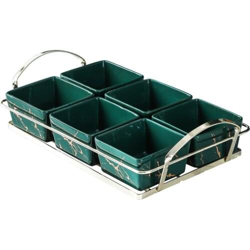 Scandinavian style ceramic fruit plate, snack platter, creative wrought iron combination plate, home living room candy plate