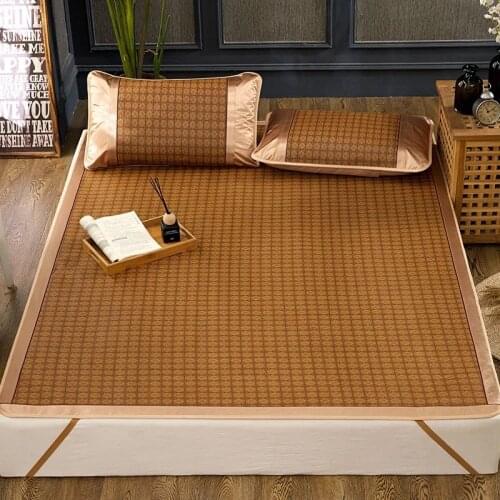Summer mat rattan mattress three-piece single double student dormitory mat ice cool straw mat bamboo mat collapsible soft mat