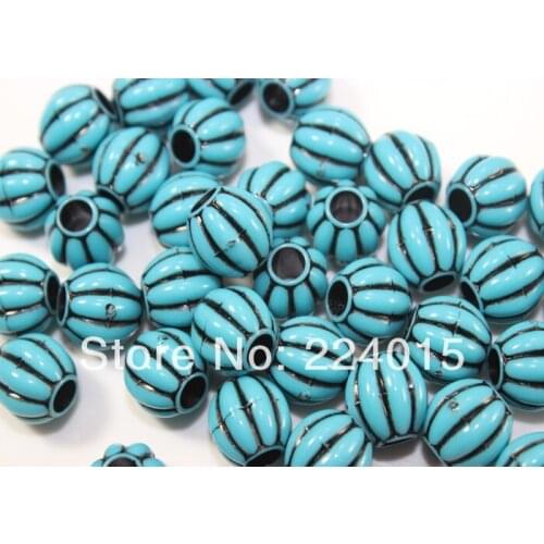 150pcs/10mm Blue Round Big Hole Acrylic Beads For Fashion Bracelet Necklace Jewelry Beading Diy Making