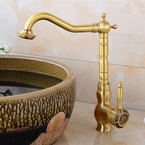 BRASS Antique European Style Washbasin Faucet Cold and Hot Water Washbasin European Style Retro BASIN Faucet