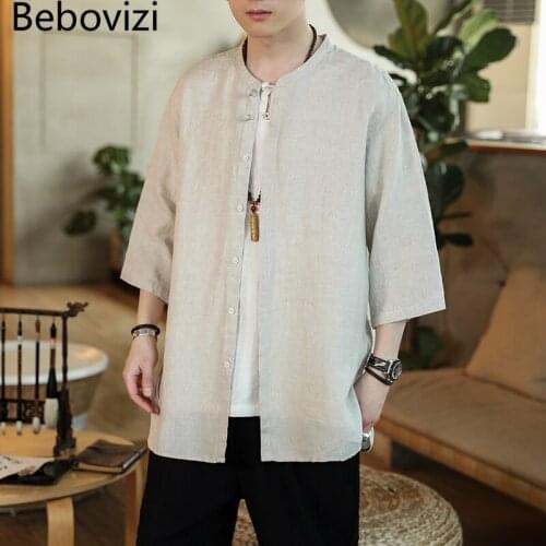 Han Fu Summer Traditional Chinese Clothing Style Orient Tang Hanfu for Men Tops New 2021 Plus Size M-5XL White Cotton Linen