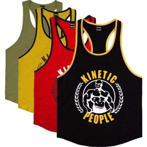 Gym Tank Tops Sleeveless Shirt Men Bodybuilding Fitness Workout Cotton Print Singlet Stringer Male Summer Casual Vest Plus size