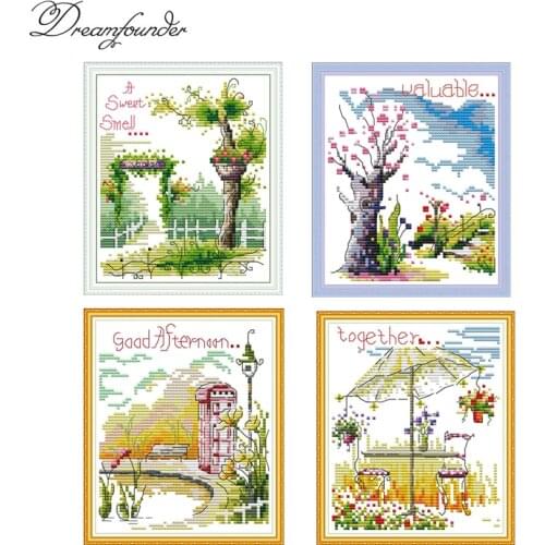Spring, Summer, Autumn and Winter Series cross stitch kit aida 14ct 11ct count print canvas stitches embroidery DIY handmade nee