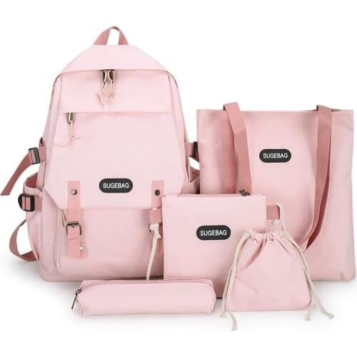Women backpack 5 Piece Set School Bags for Teenage Girls 2020 Canvas Travel Backpack Teen Student Schoolbag Bolsas Escolar