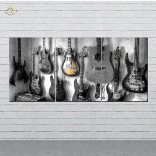 Wall Art HD Prints Canvas Art Painting Modular Picture And Poster Vintage Music Guitars Canvas Painting Decoration Home 3 PIECES