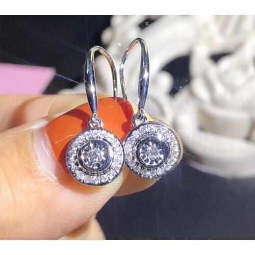 New Trendy Luxury Silver Color Square Drop Earring Wedding Bridal Accessories Shine Zircon Stone Elegant Women Jewelry
