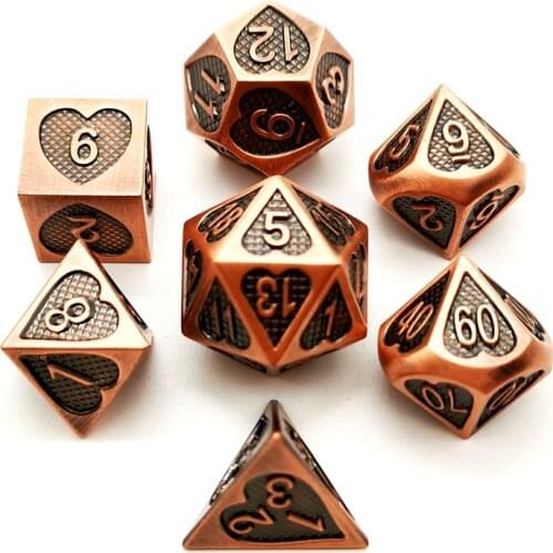 New arrival Dados rol dnd dice set 7pcs/Set zinc alloy upscale polyhedral metal dice dobbelstenen d4-d20 dobbelsteen