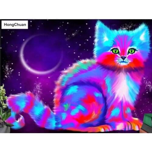 New Year 5D DIY Square/Round Diamond Painting Abstract Cat Cross Stitch Mosaic Christmas Diamond Embroidery Home Decoration Gift
