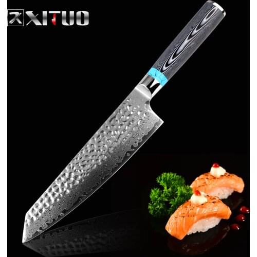 XITUO Highquality Damascus Knife 8" inch VG10 Blade Damascus Steel Knife 67 Layers Japanese Chef Santoku Cleaver Meat knife Gift
