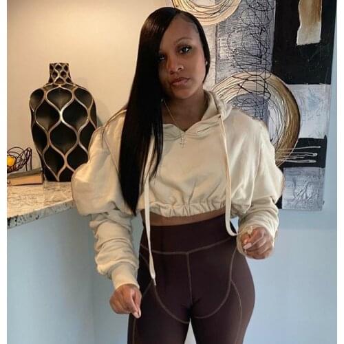 2020 Autumn Womens Hooded Sweater New Urban Casual Solid Color Long-sleeved Pile Sleeve Apricot Hooded Pullover hoodie